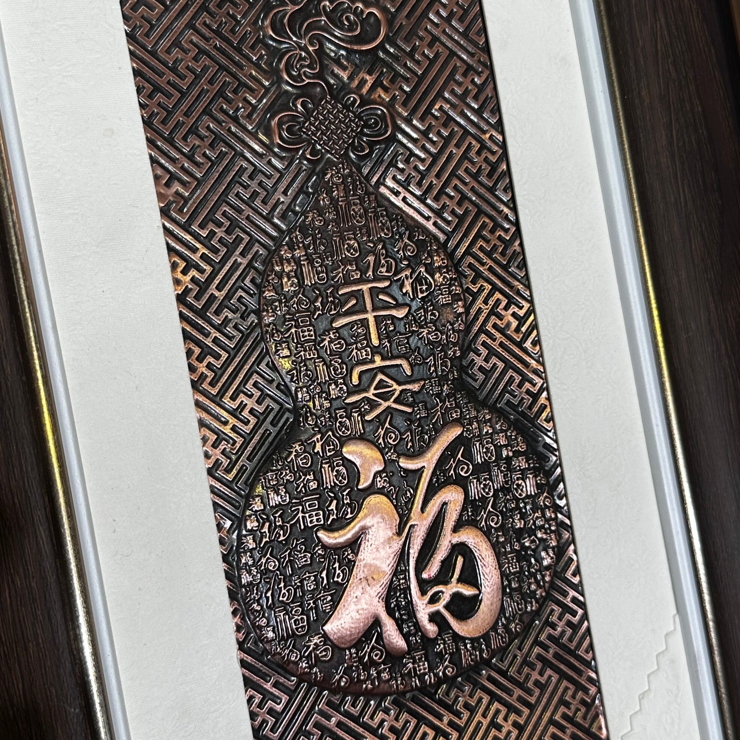 百福吉祥葫蘆招財辟邪祈福銅拓画擺台